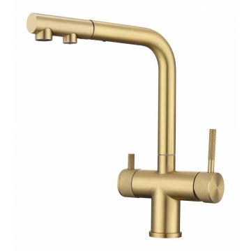 Смеситель для кухни Hansen (Хансен) HN15058-S под фильтр, выдвижной, Матовое золото