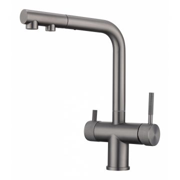 Смеситель для кухни Hansen (Хансен) HN15058-P под фильтр, выдвижной, графит