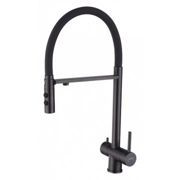 Смеситель для кухни Hansen (Хансен) HN15057-P под фильтр, гибкий, графит,черный