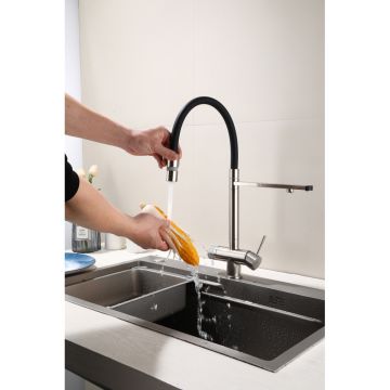 Смеситель для кухни Hansen (Хансен) HL15089 гибкий, хром,черный