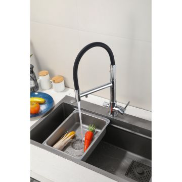 Смеситель для кухни Hansen (Хансен) HL15090 гибкий, хром,черный