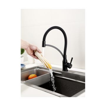 Смеситель для кухни Hansen (Хансен) HN56043-CC гибкий, черный