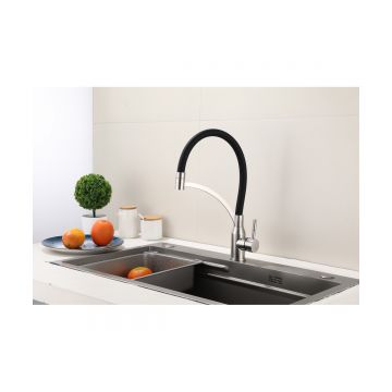 Смеситель для кухни Hansen (Хансен) HN56043-GC гибкий, сатин,черный