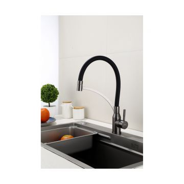 Смеситель для кухни Hansen (Хансен) HN56043-PC гибкий, графит,черный