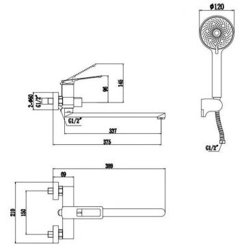 Смеситель для ванны Savol S-009024C, матовое золото