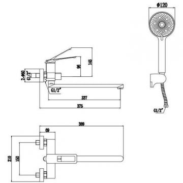 Смеситель для ванны Savol S-009024Q, графит