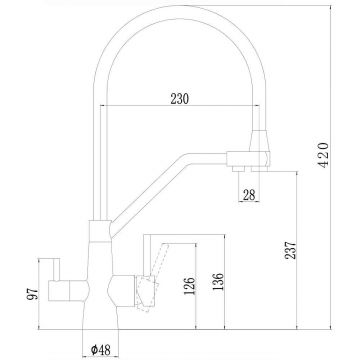 Смеситель для кухни под фильтр питьевой воды Fmark (Фмарк) FS0662-L12, сатин