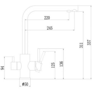 Смеситель для кухни под фильтр питьевой воды Fmark (Фмарк) FS0962Q, графит
