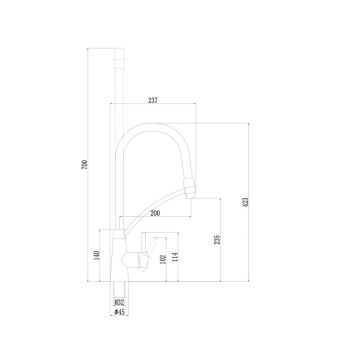 Смеситель для кухни с гибким изливом Fmark (Фмарк) FS8255A-01, хром