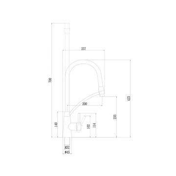 Смеситель для кухни с гибким изливом Fmark (Фмарк) FS8255A-12, хром