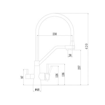 Смеситель для кухни с подключением к фильтру Fmark (Фмарк) FS0662-S, песочный
