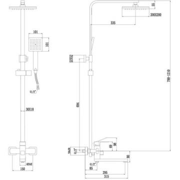 Душевая стойка Fmark FS8145-25C, матовое золото