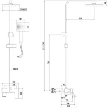 Душевая стойка Fmark FS8645-1H, черный