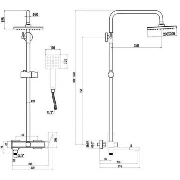 Душевая стойка Fmark FS8745-22Q, графит