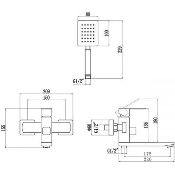Смеситель для ванны Fmark FS8104, сатин