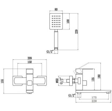 Смеситель для ванны Fmark FS8104H, черный