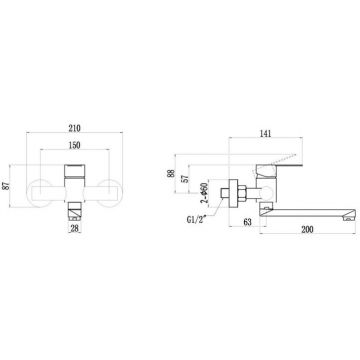 Смеситель для ванны Fmark FS8207H, черный