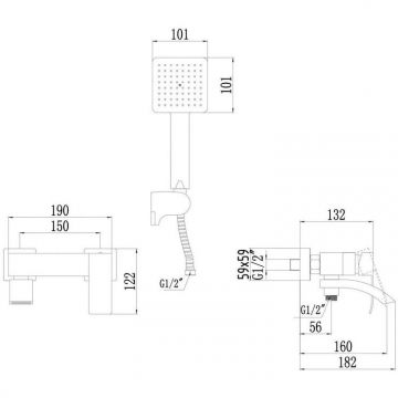 Смеситель для ванны Fmark FS8624-1Q, графит