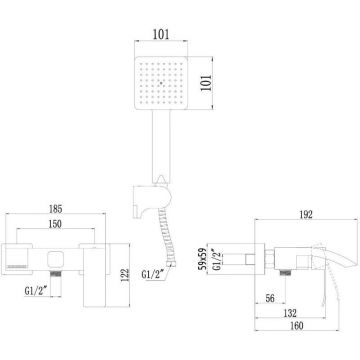 Смеситель для ванны Fmark FS8624Q, графит
