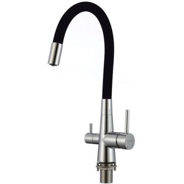 Смеситель для кухни под фильтр питьевой воды Fmark (Фмарк) FS1062-A01, черный/хром