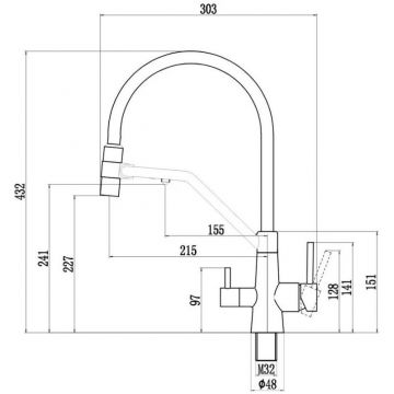 Смеситель для кухни под фильтр питьевой воды Fmark (Фмарк) FS1462-H01, черный