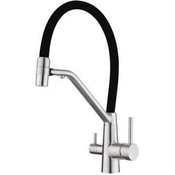 Смеситель для кухни под фильтр питьевой воды Fmark (Фмарк) FS1462-L01, черный/хром