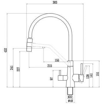 Смеситель для кухни под фильтр питьевой воды Fmark (Фмарк) FS1462-L01, черный/хром