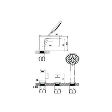 Смеситель на борт ванны Vieir (Виеир) V283532-S Матовое золото