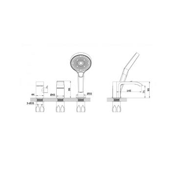 Смеситель на борт ванны Vieir (Виеир) V343532-S Матовое золото