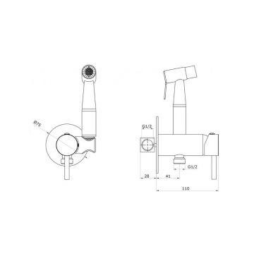 Смеситель для биде, скрытого монтажа Vieir (Виеир) V462551-G Графит