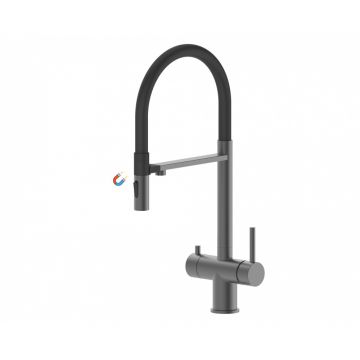 Смеситель для кухни Vieir (Виеир) V15019-G под фильтр, гибкий, поворотный, нержавеющая сталь,графит