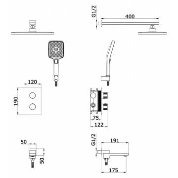 Смеситель для ванн Vieir (Виеир) V25004-3 скрытого монтажа, хром