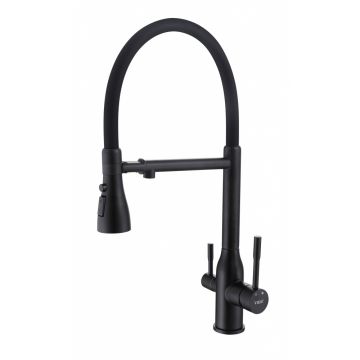 Смеситель для кухни Vieir (Виеир) V15050-C под фильтр,с аэратором, гибкий, поворотный, черный