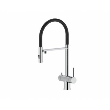 Смеситель для кухни Vieir (Виеир) V15019-L под фильтр,с аэратором, гибкий, поворотный, хром,черный