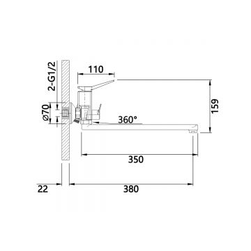 Смеситель для ванны Vieir (Виеир) V423541, хром
