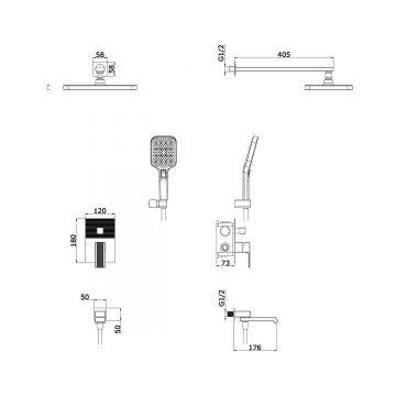 Душевая система Vieir (Виеир) V443563 скрытого монтажа, хром