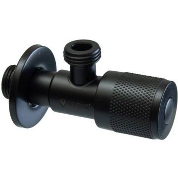 Кран угловой с отражателем Vieir (Виеир) VER73-C 1/2 х 1/2 нержавеющий черный круглый
