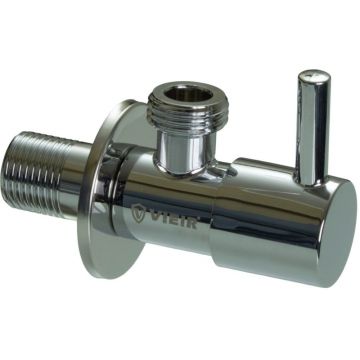 Кран угловой с отражателем Vieir (Виеир) VER69-L 1/2 х 1/2 нержавеющий хром круглый