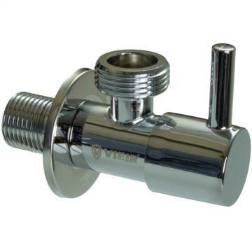 Кран угловой с отражателем Vieir (Виеир) VER70-L 1/2 х 3/4 нержавеющий хром круглый
