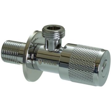 Кран угловой с отражателем Vieir (Виеир) VER73-L 1/2 х 1/2 нержавеющий хром круглый