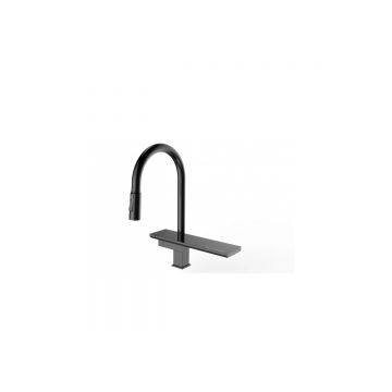 Смеситель для кухни Vieir (Виеир) с выдвижной лейкой и полкой V15014-C Черный