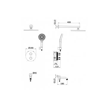 Встроенный смеситель для ванны Vieir (Виеир) с 3-функ. Термостат V25003-3C Черный