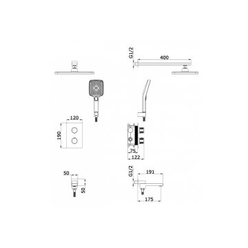 Встроенный смеситель для ванны Vieir (Виеир) с 3-функ. Термостат V25004-3F Белый
