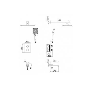 Встроенный смеситель для ванны Vieir (Виеир) с 3-функ. Термостат V25004-3S Матовый золотой
