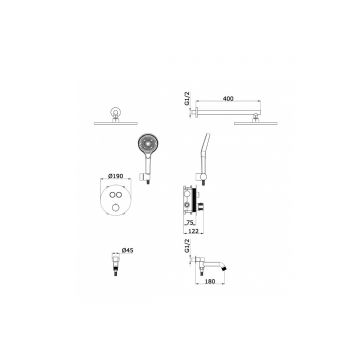 Встроенный смеситель для ванны Vieir (Виеир) с 3-функ. Термостат V25005-3F Белый