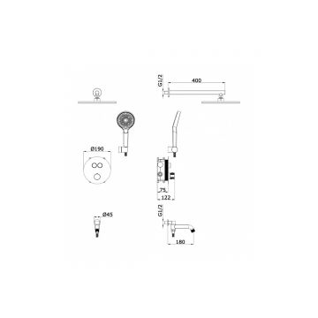 Встроенный смеситель для ванны Vieir (Виеир) с 3-функ. Термостат V25005-3G Графит