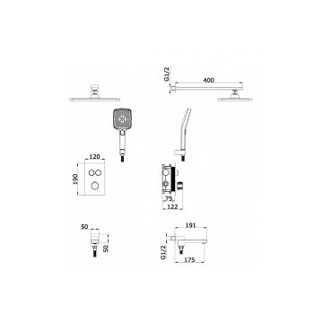 Встроенный смеситель для ванны Vieir (Виеир) с 3-функ. V25006-3 Хром