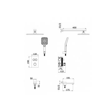 Встроенный смеситель для ванны Vieir (Виеир) с 3-функ. V25006-3F Белый