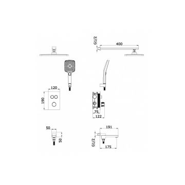 Встроенный смеситель для ванны Vieir (Виеир) с 3-функ. V25006-3S Матовый золотой