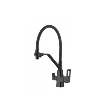 Смеситель для кухни Vieir (Виеир) с гибким изливом под фильтр V353525-C Черный